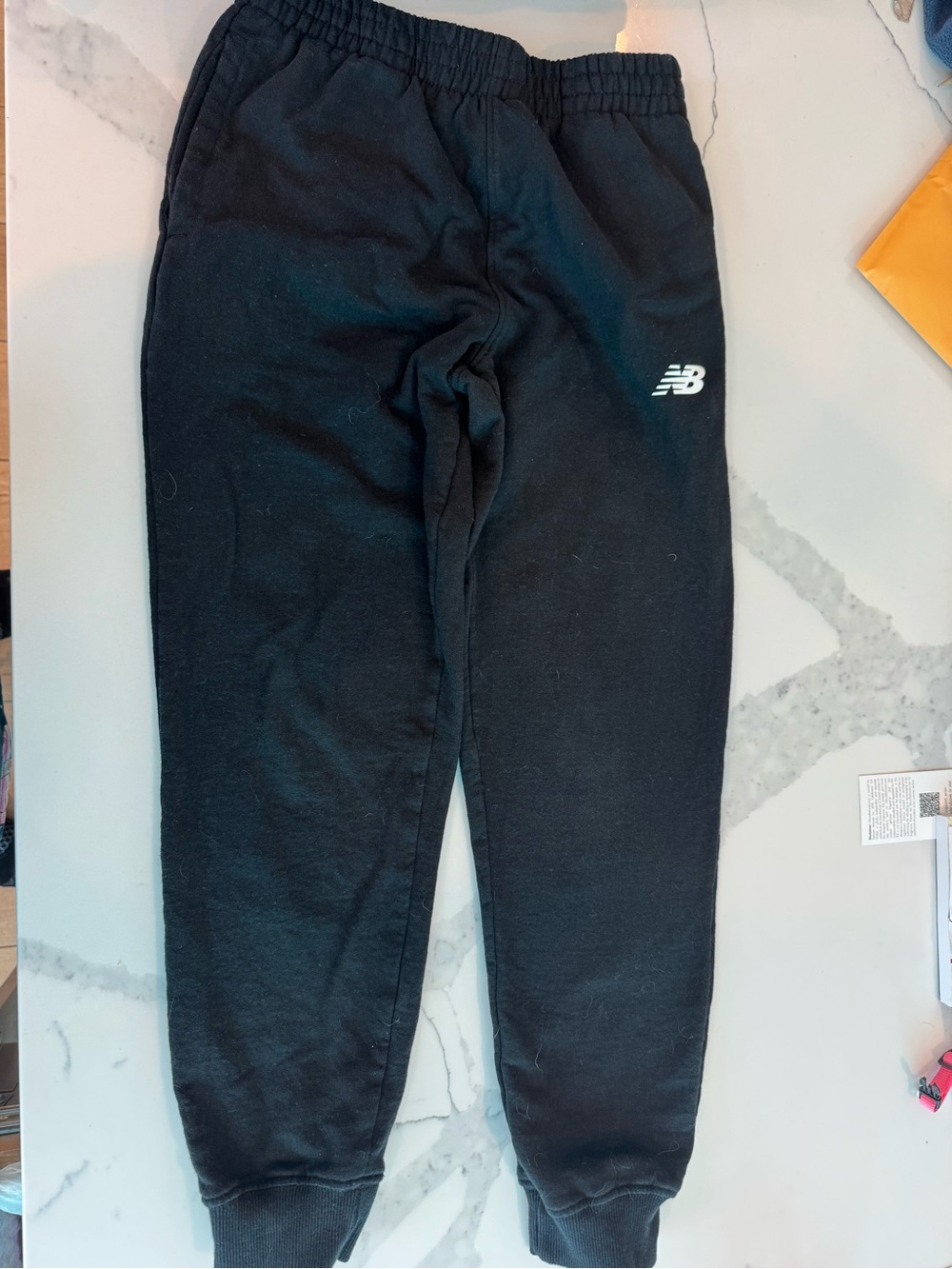 New Balance Black Kids Fleece Joggers with White NB Logo